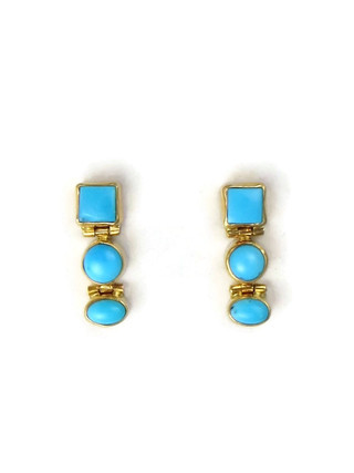 14k Gold Sleeping Beauty Turquoise Earrings
