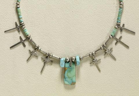 Details about   Vintage RAFAELIAN Native American Style Necklace Pewter Faux Turquoise 
